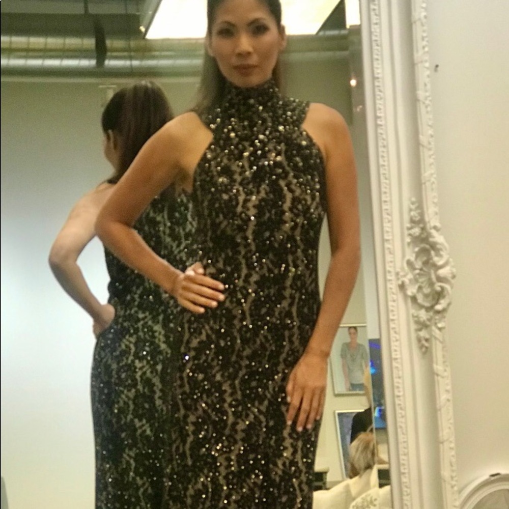 Luxury Designer Black and Nude  Cocktail Dress size small!